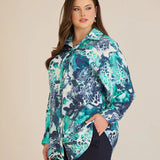 Елегантна риза от фина вискоза - тюркоаз