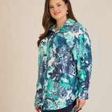 Елегантна риза от фина вискоза - тюркоаз