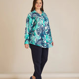 Елегантна риза от фина вискоза - тюркоаз