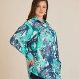 Елегантна риза от фина вискоза - тюркоаз