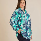 Елегантна риза от фина вискоза - тюркоаз