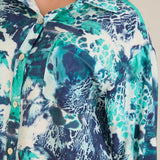 Елегантна риза от фина вискоза - тюркоаз