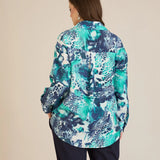 Елегантна риза от фина вискоза - тюркоаз