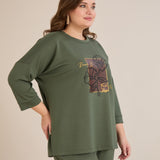 Пролетна блуза с щампа - олив