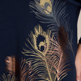 Пролетна блуза с щампа - тъмносин