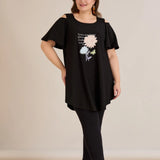 Лятна памучна туника с щампа - на цветя