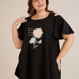 Лятна памучна туника с щампа - на цветя