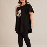 Лятна памучна туника с щампа - на цветя