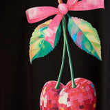 Лятна памучна туника с щампа - черен