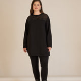 Памучен блузон с тюл Black