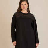 Памучен блузон с тюл Black