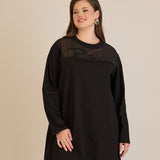 Памучен блузон с тюл Black