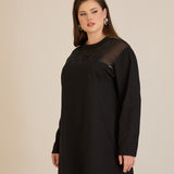 Памучен блузон с тюл Black