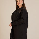 Памучен блузон с тюл Black