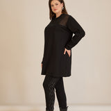 Памучен блузон с тюл Black