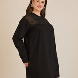 Памучен блузон с тюл Black