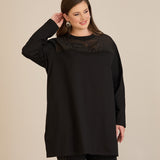 Памучен блузон с тюл Black