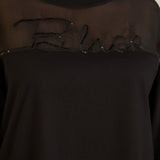 Памучен блузон с тюл Black