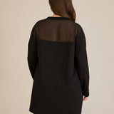 Памучен блузон с тюл Black