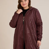 Пролетна парка с памучен и еластичен хастар - бургунди