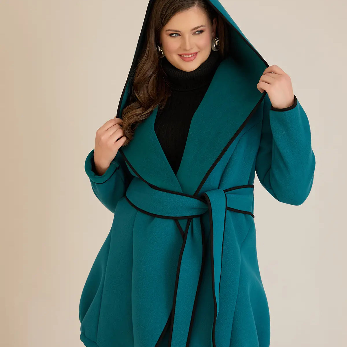 Палто големи размери за макси дами есенно цветно