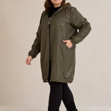 Пролетна парка с памучен и еластичен хастар - каки