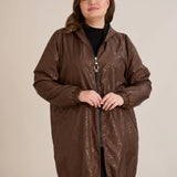 Пролетна парка с памучен и еластичен хастар - шоколад