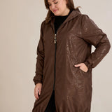 Пролетна парка с памучен и еластичен хастар - шоколад