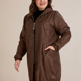 Пролетна парка с памучен и еластичен хастар - шоколад