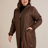 Пролетна парка с памучен и еластичен хастар - шоколад