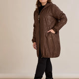 Пролетна парка с памучен и еластичен хастар - шоколад