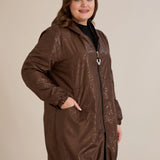 Пролетна парка с памучен и еластичен хастар - шоколад