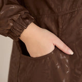 Пролетна парка с памучен и еластичен хастар - шоколад