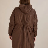 Пролетна парка с памучен и еластичен хастар - шоколад