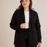 Спортно-елегантно сако с ревер и закопчаване - черен