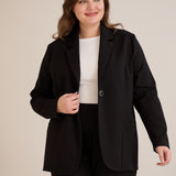 Спортно-елегантно сако с ревер и закопчаване - черен