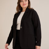 Спортно-елегантно сако с ревер и закопчаване - черен