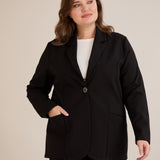 Спортно-елегантно сако с ревер и закопчаване - черен