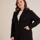 Спортно-елегантно сако с ревер и закопчаване - черен