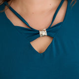 Памучна туника 7/8 ръкав с детайл  - син