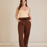 Спортен широк панталон с цепки - кафе