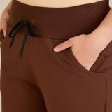 Спортен широк панталон с цепки - кафе