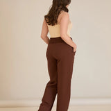 Спортен широк панталон с цепки - кафе