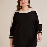 Ежедневна блуза с перли на ръкавите