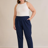 Летен еластичен панталон с памук - син