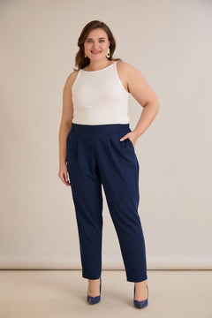 Летен еластичен панталон с памук - син