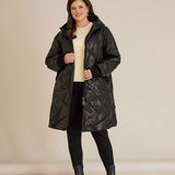 Макси удължено ватирано яке А-линия - черен