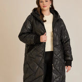 Макси удължено ватирано яке А-линия - черен