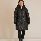 Макси удължено ватирано яке А-линия - черен