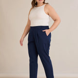 Летен еластичен панталон с памук - син